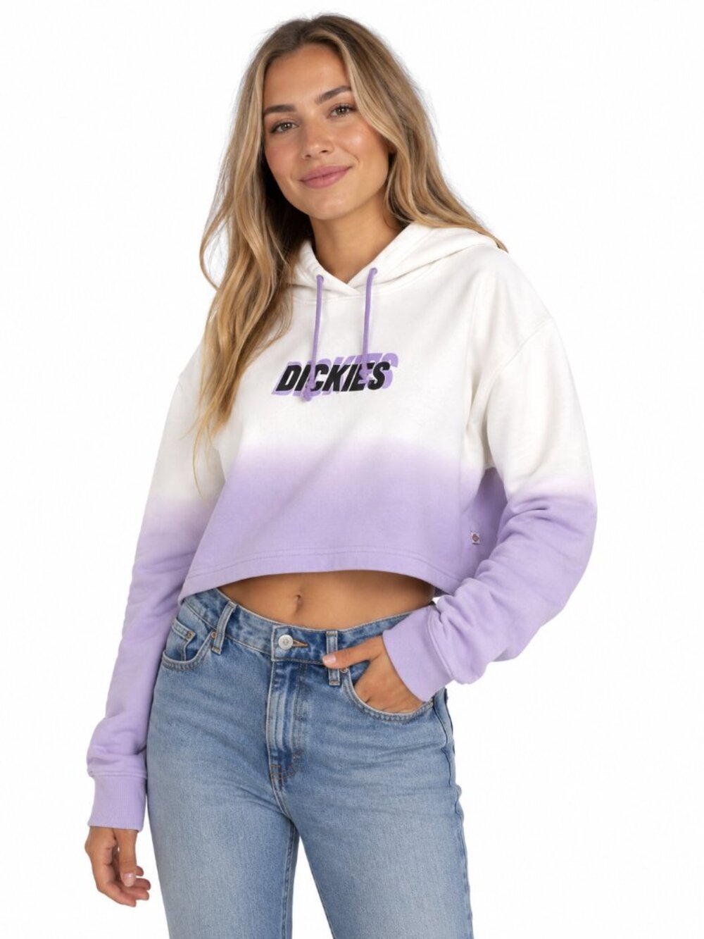 Dickies Cropped Hoodie Lavender Purple Dip Dye Ombre NWT Womens Small Y2K Skater